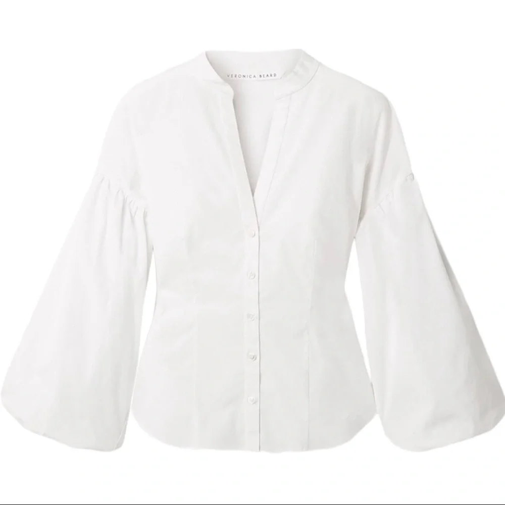 NWT VERONICA BEARD Aileen Puff Sleeve Poplin Blouse - Picture 4 of 7